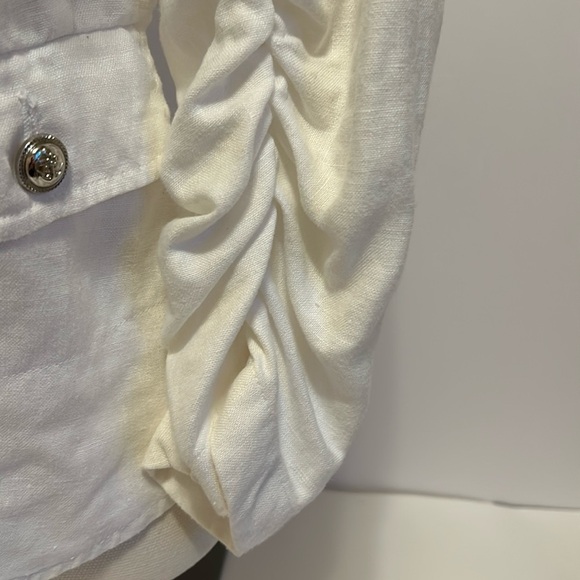 INC  White Linen  Jacket with Bejeweled Collar Women’s Small - Picture 5 of 8